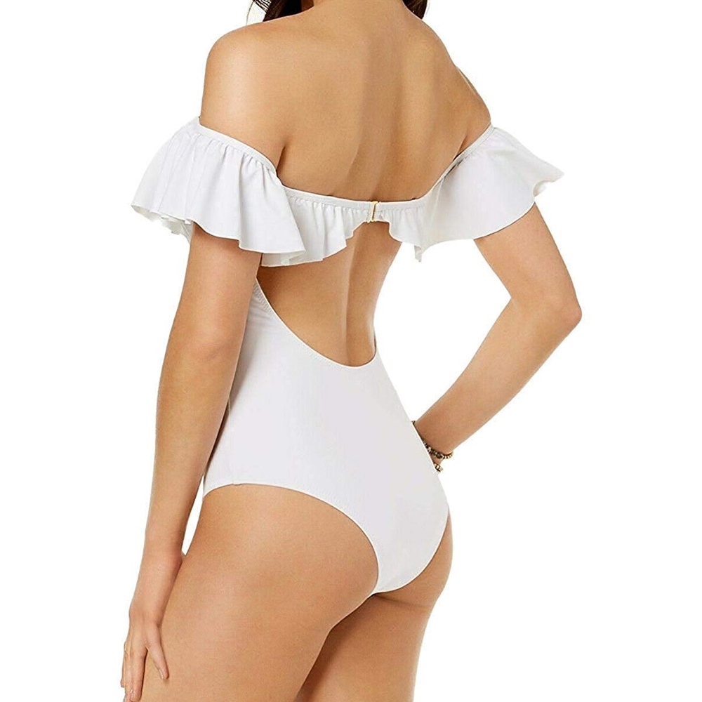 4/$25 Maui Off Shoulder White One-Piece Swimsuit - Picture 2 of 5